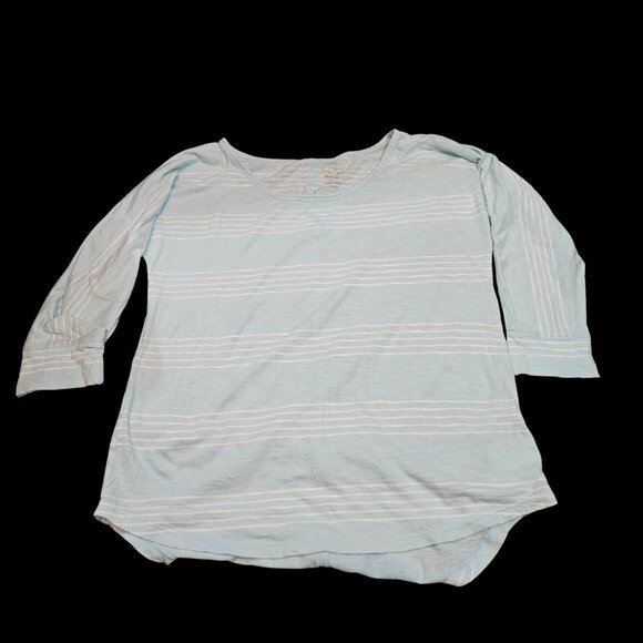 Old Navy Light Blue Striped 3/4 Sleeve Tee – Size Medium – Casual Top - Picture 3 of 5